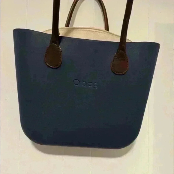 O bag Handbags - O Bag Italy Borsa Tote Blue Removable Canvas Insert used like anew